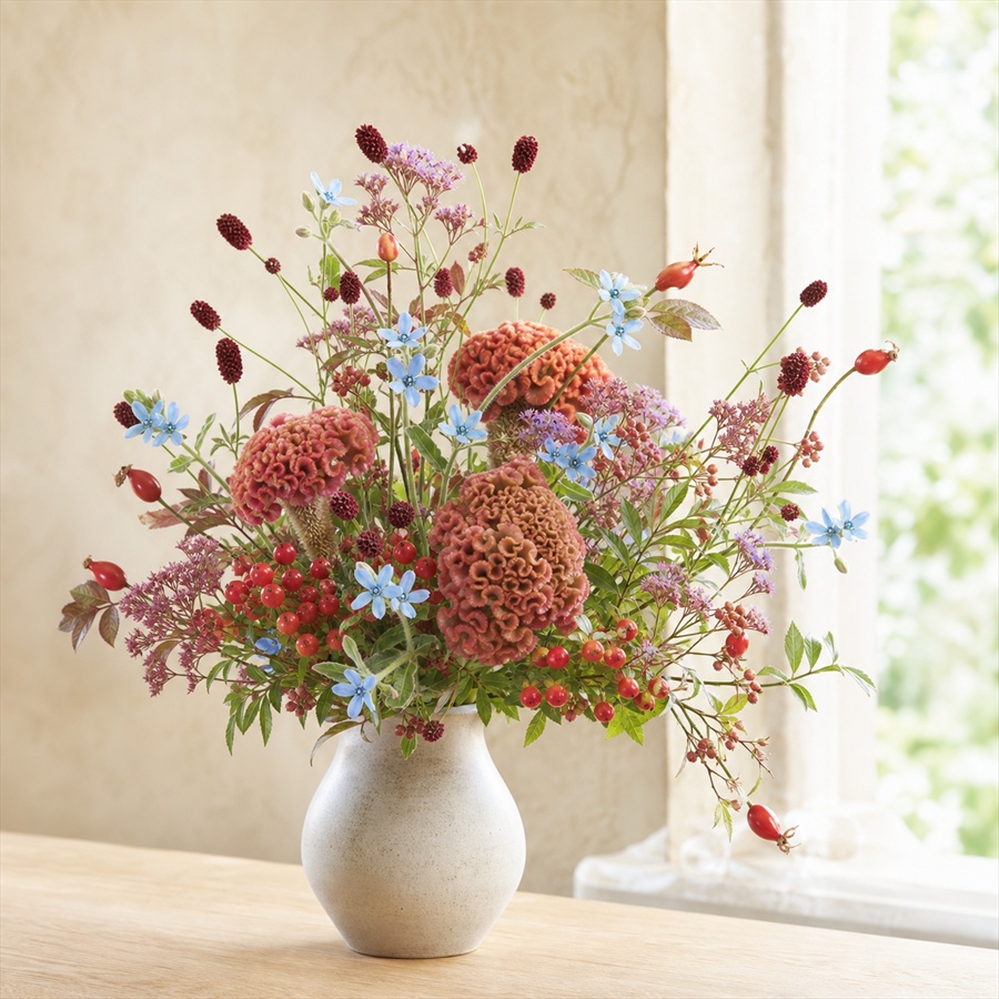秋｜実ものや秋色の花でシックにまとめる