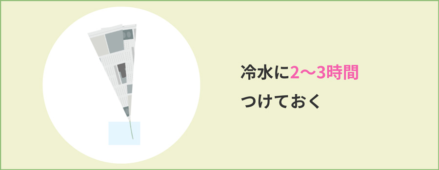 冷水に移して2～3時間つけておく