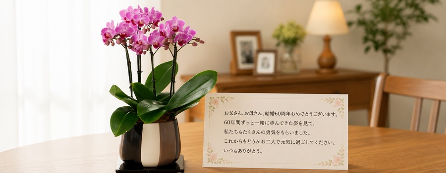 ダイヤモンド婚の花に添えるメッセージの書き方