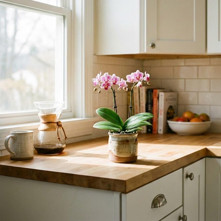 キッチンカウンターに飾る