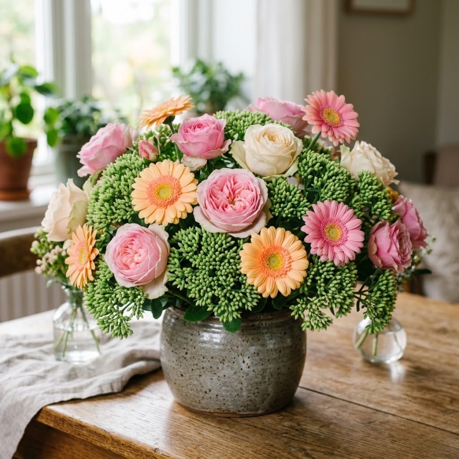 グリーンのセダムをサブ花材として