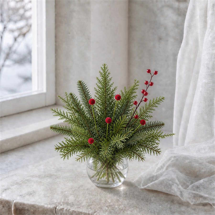 冬（12～2月）｜赤い千日紅でクリスマスアレンジに